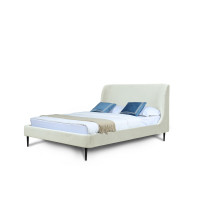 Manhattan Comfort S-BD003-QN-CR Heather Queen Bed in Velvet Cream and Black Legs